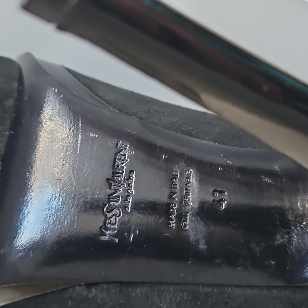 YSL Yves Saint Laurent Black Suede & Patent Leather Platform Heels Size EU 41 - Picture 8 of 8